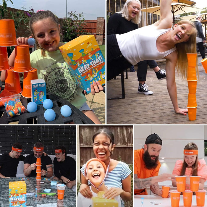 Gutter Games Beat That! - The Bonkers Battle of Wacky Challenges - Family Party Game for Kids & Adults - Card and Board Games for Adults, Kids, & Families - Perfect for Parties & Family Games Nights