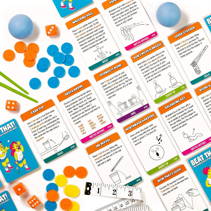 Gutter Games Beat That! - The Bonkers Battle of Wacky Challenges - Family Party Game for Kids & Adults - Card and Board Games for Adults, Kids, & Families - Perfect for Parties & Family Games Nights