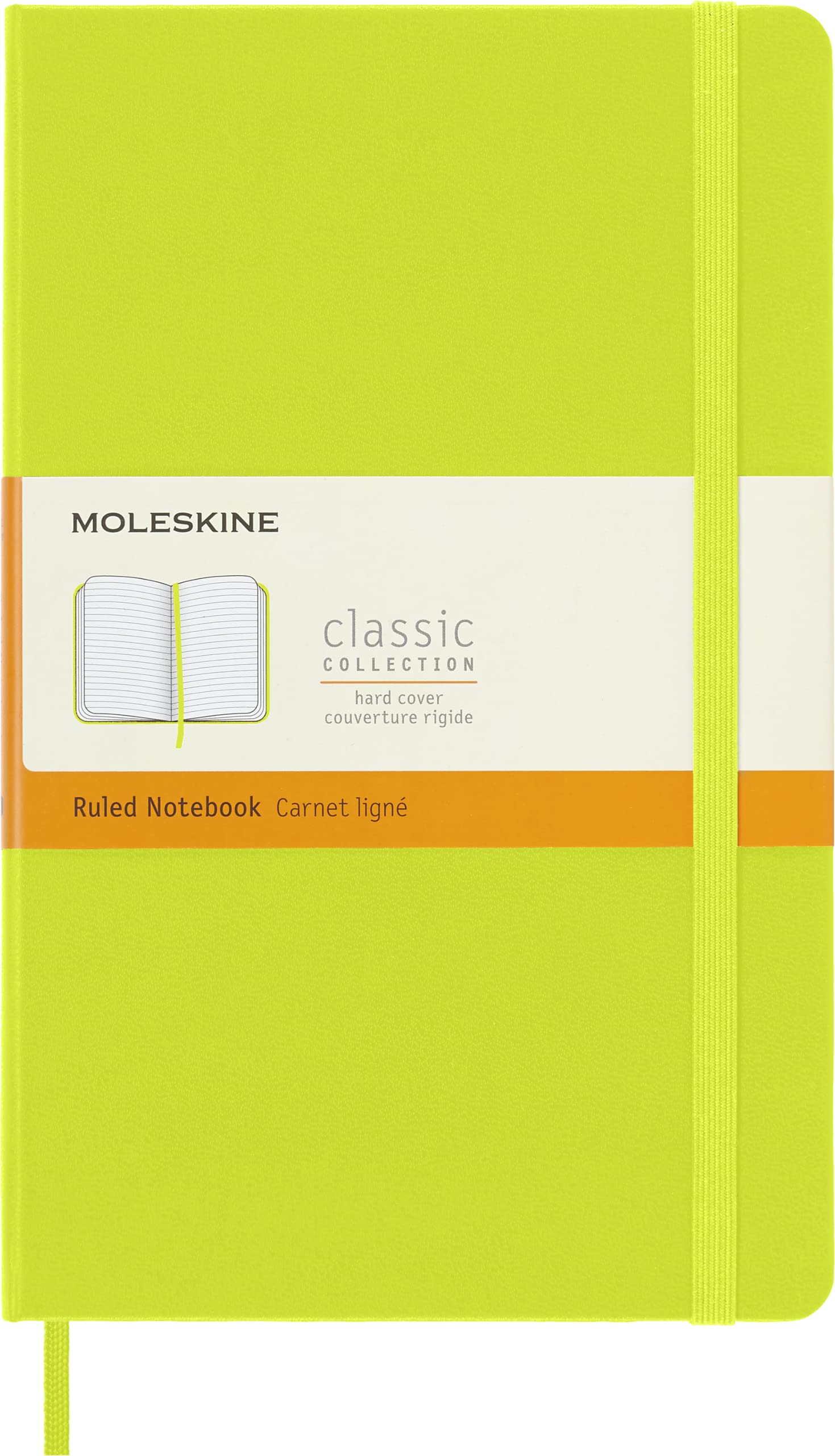 Moleskine - Classic Notebook, Ruled Notebook, Hard Cover and Elastic Closure, Size Large 13 x 21 cm, Colour Lemon Green, 240 Pages