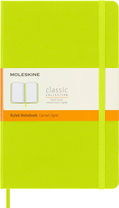 Moleskine - Classic Notebook, Ruled Notebook, Hard Cover and Elastic Closure, Size Large 13 x 21 cm, Colour Lemon Green, 240 Pages
