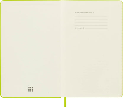 Moleskine - Classic Notebook, Ruled Notebook, Hard Cover and Elastic Closure, Size Large 13 x 21 cm, Colour Lemon Green, 240 Pages