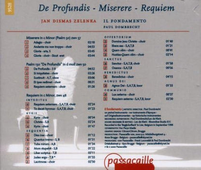Zelenka: De Profundis; Miserere; Requiem (ZWV 50, 57 & 48) /Il Fondamento · Dombrecht