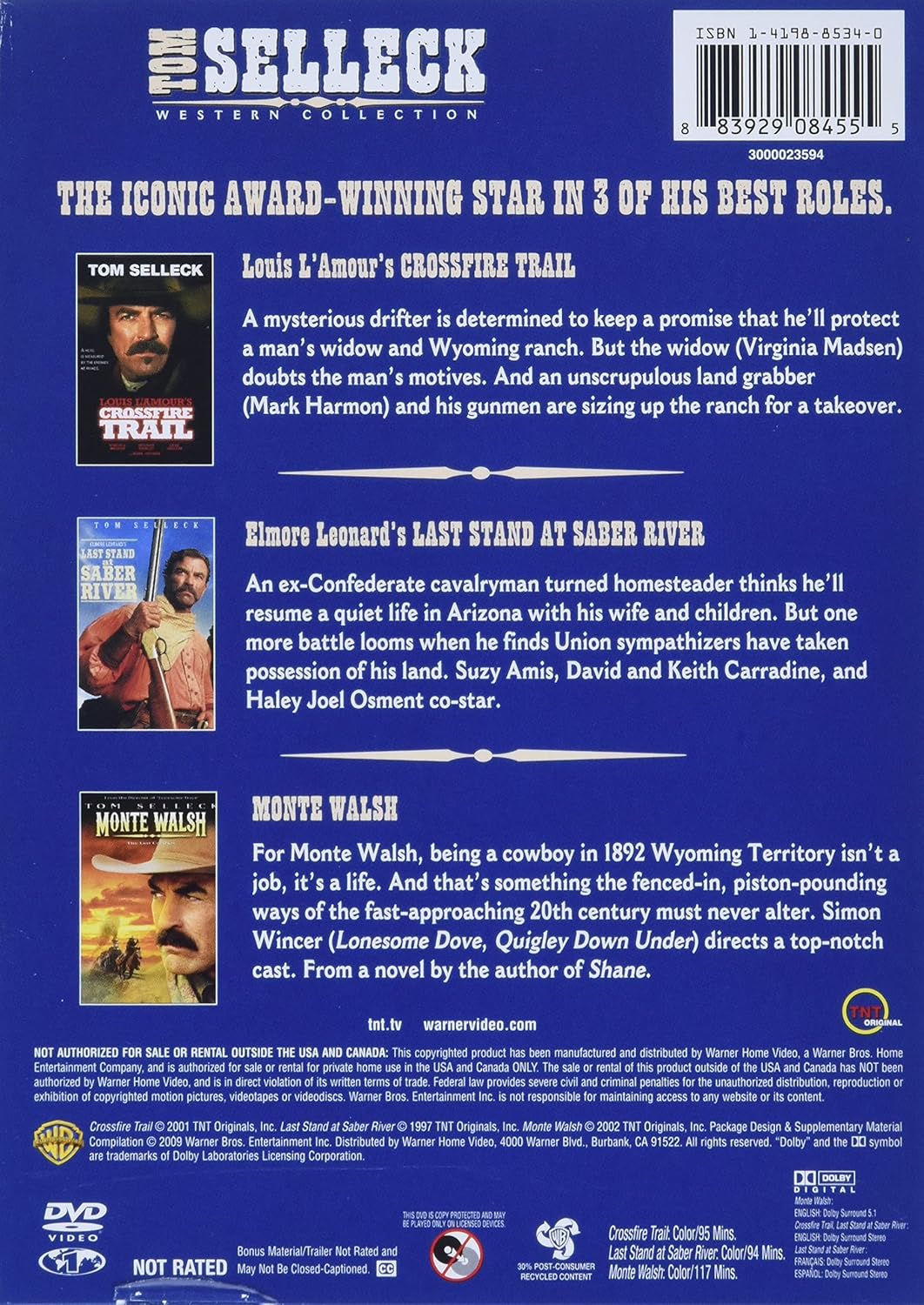 Tom Selleck Western Collection (Monte Walsh / Last Stand at Saber River / Crossfire Trail