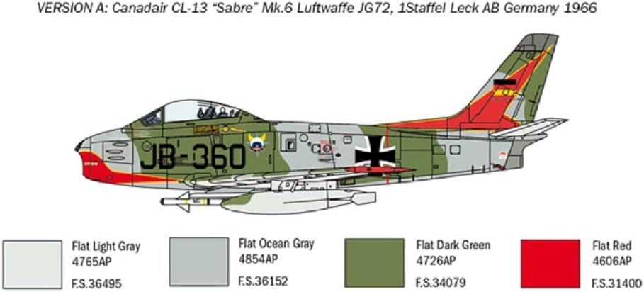 Italeri Italeri-F-86e, Mikoyan-Gurevich 1:48 F-86E Sabre, réplica Fiel, modelismo, Manualidades, aficiones, Pegado, Kit plástico, Montaje, Multicolor, Mittel (IT2799