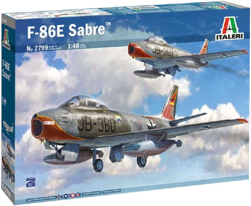Italeri Italeri-F-86e, Mikoyan-Gurevich 1:48 F-86E Sabre, réplica Fiel, modelismo, Manualidades, aficiones, Pegado, Kit plástico, Montaje, Multicolor, Mittel (IT2799