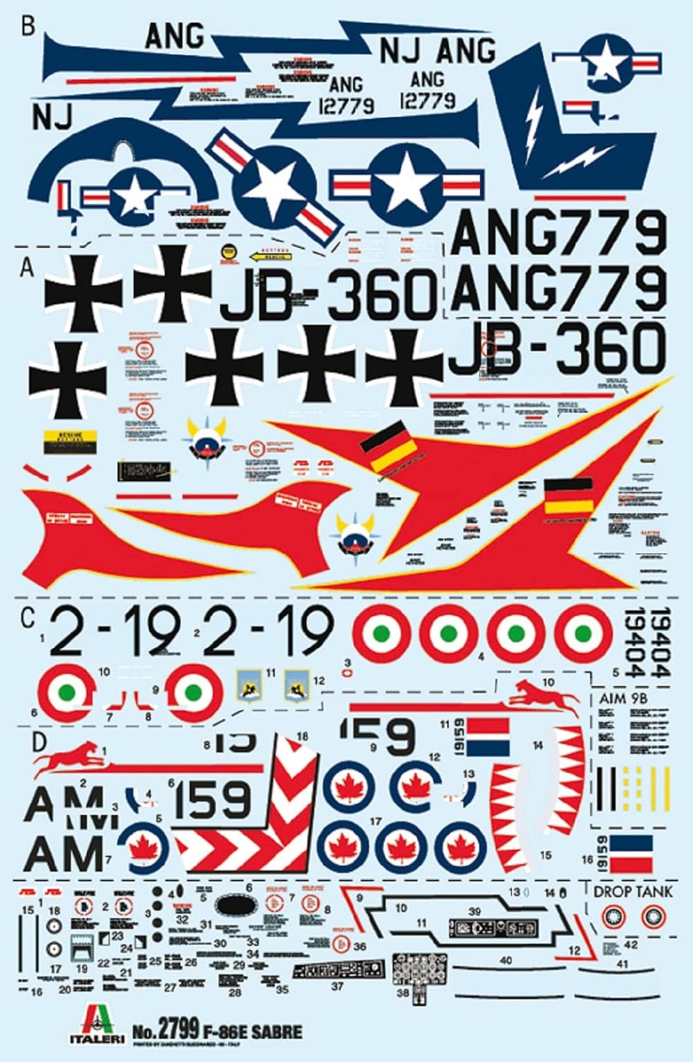 Italeri Italeri-F-86e, Mikoyan-Gurevich 1:48 F-86E Sabre, réplica Fiel, modelismo, Manualidades, aficiones, Pegado, Kit plástico, Montaje, Multicolor, Mittel (IT2799