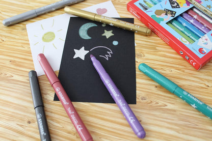 Metallic Felt-Tip Pen - STABILO Trio Deco - Pack of 8 - Assorted colours