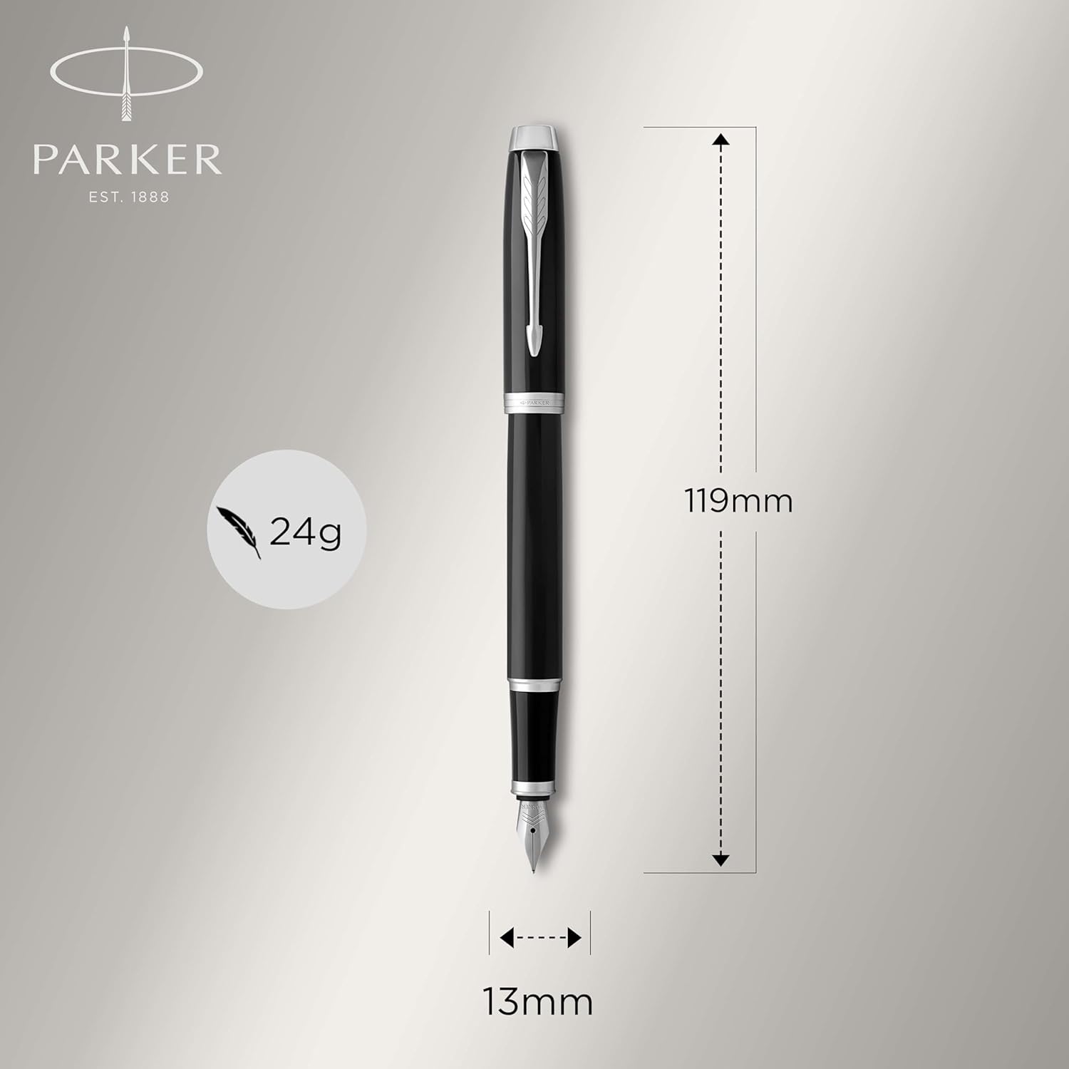 Parker IM Duo Gift Set with Ballpoint Pen & Fountain Pen | Gloss Black with Chrome Trim | Blue Ink Refill & Cartridge | Gift Box