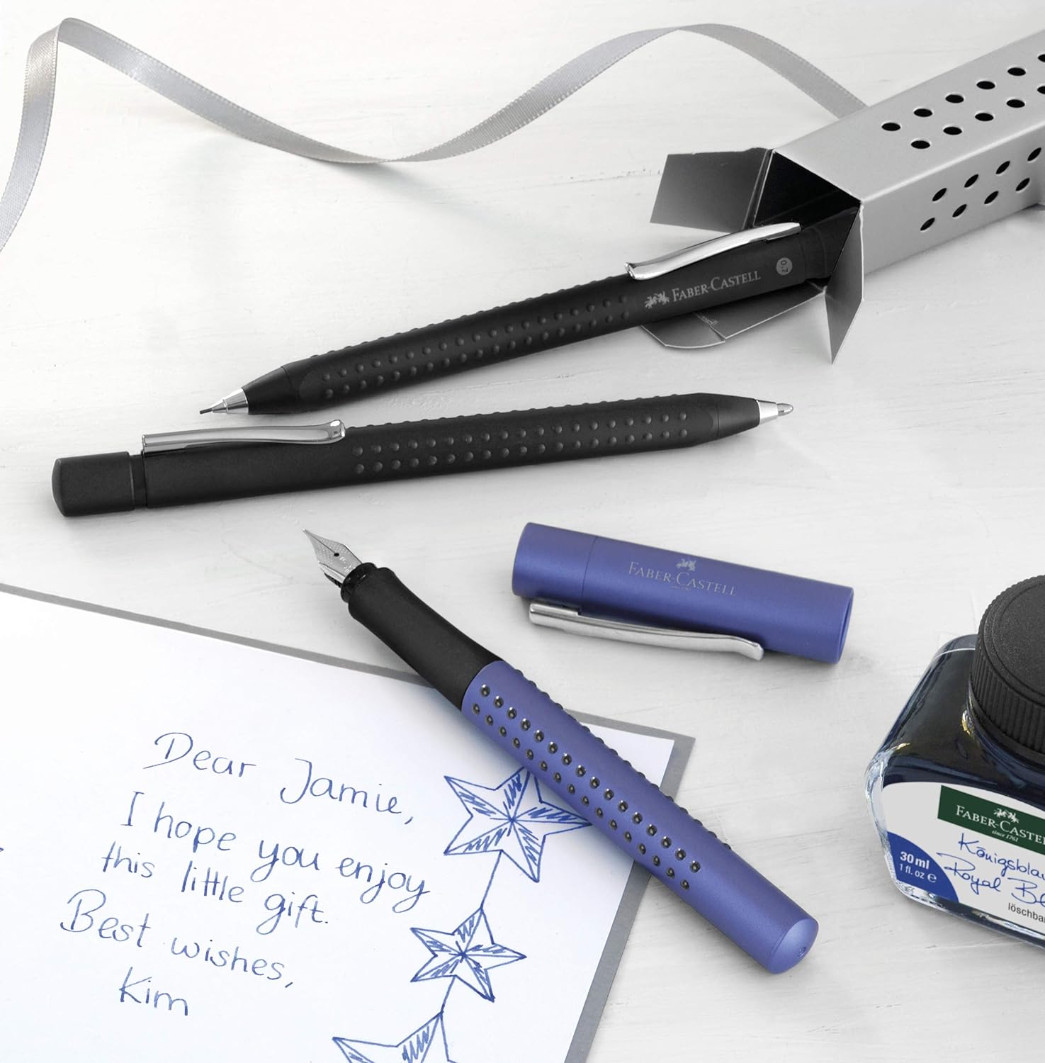 Faber-Castell Grip 2011 Medium Tip Ballpoint Pen - Frost Black, Blue Ink color