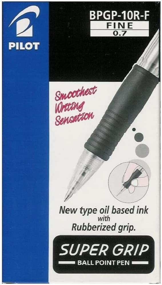 Pilot Bpgb-10R-F Supergrip Penna A Sfera A Scatto, Nero, Punta 0.7 Mm, 1 Unità (Confezione da 12