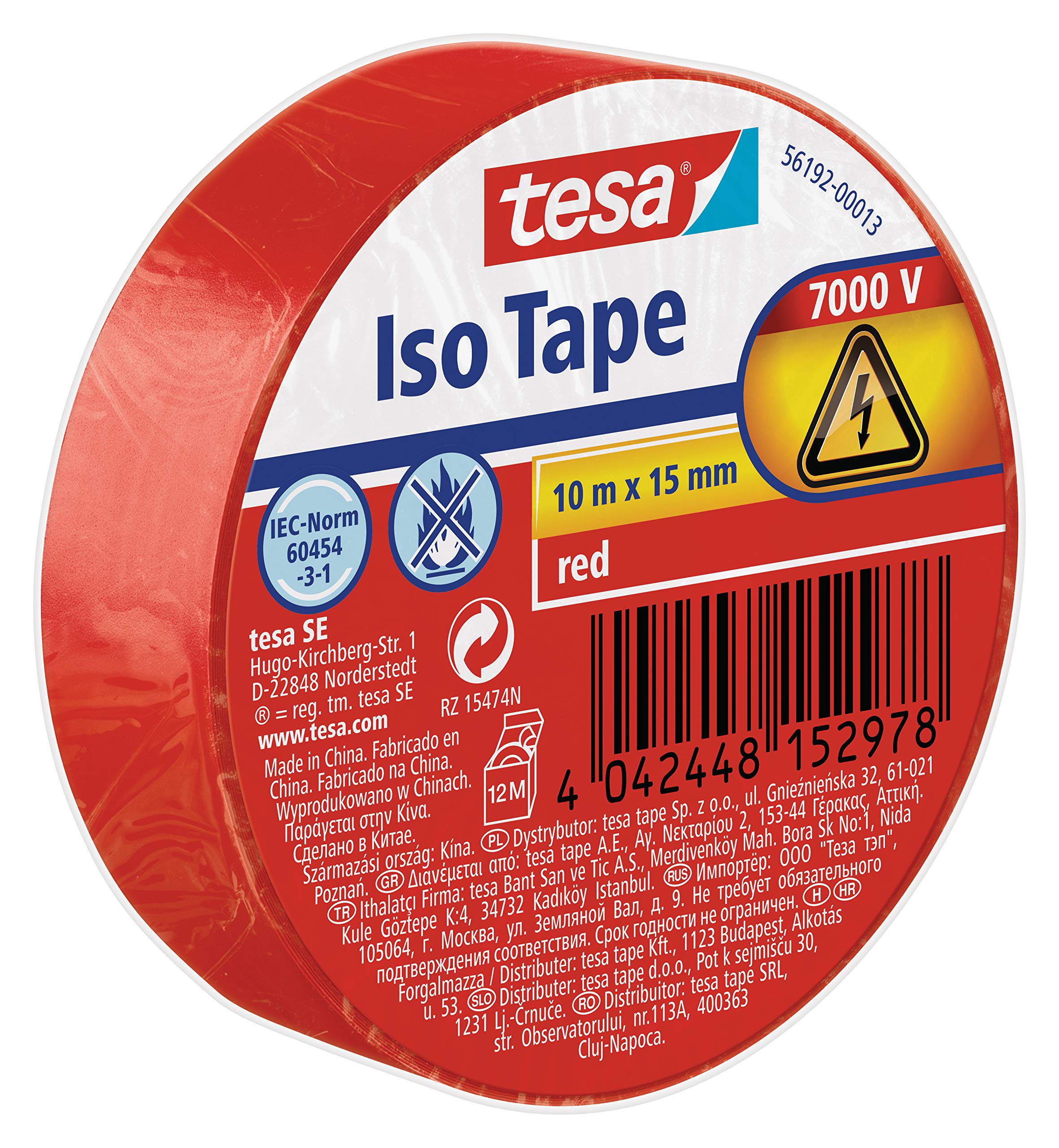 tesa® Insulating Tape - Self-adhesive Insulating Tape, Heat-Resistant - for Insulating, Repairing and Bundling - 10 m
