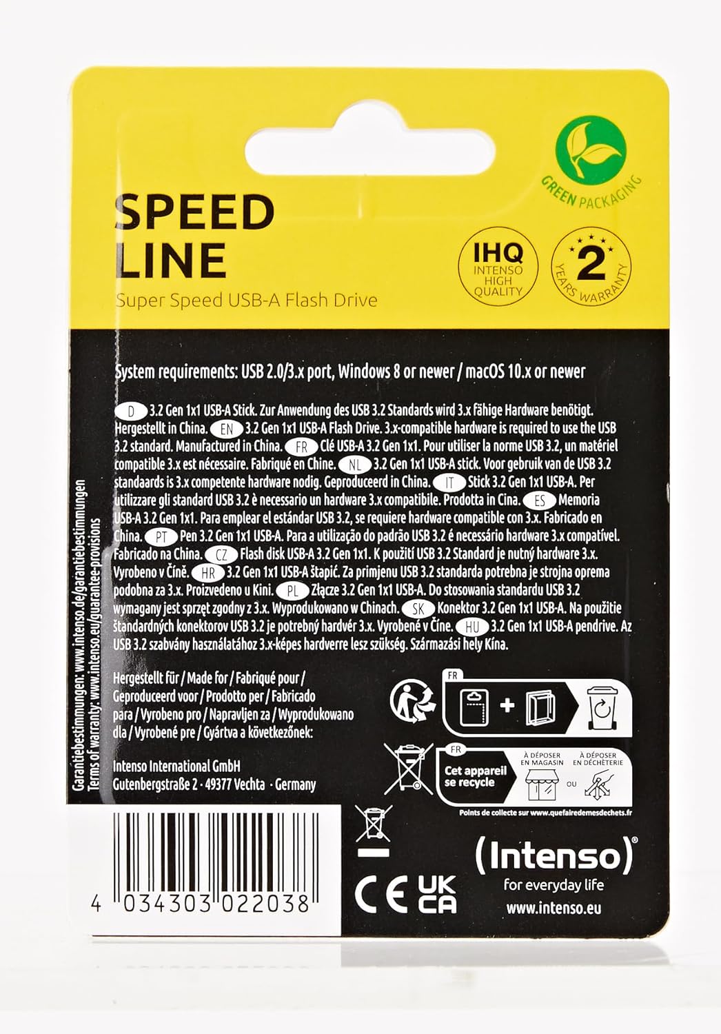 Intenso Speed Line, 64GB Speicherstick, USB-Stick 3.2 Gen 1x1, schwarz