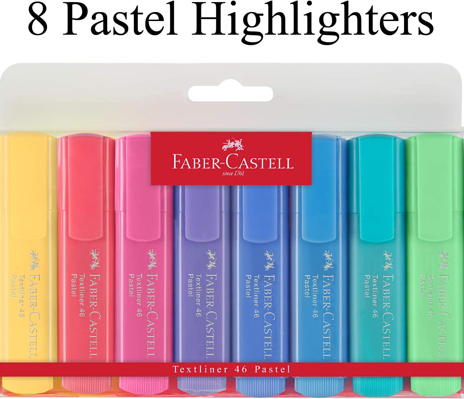 Faber-Castell Pastel Highlighter Set - 8 Chisel Tip Highlighter Pens in Assorted Pastel Colors, Multi (FC154609)