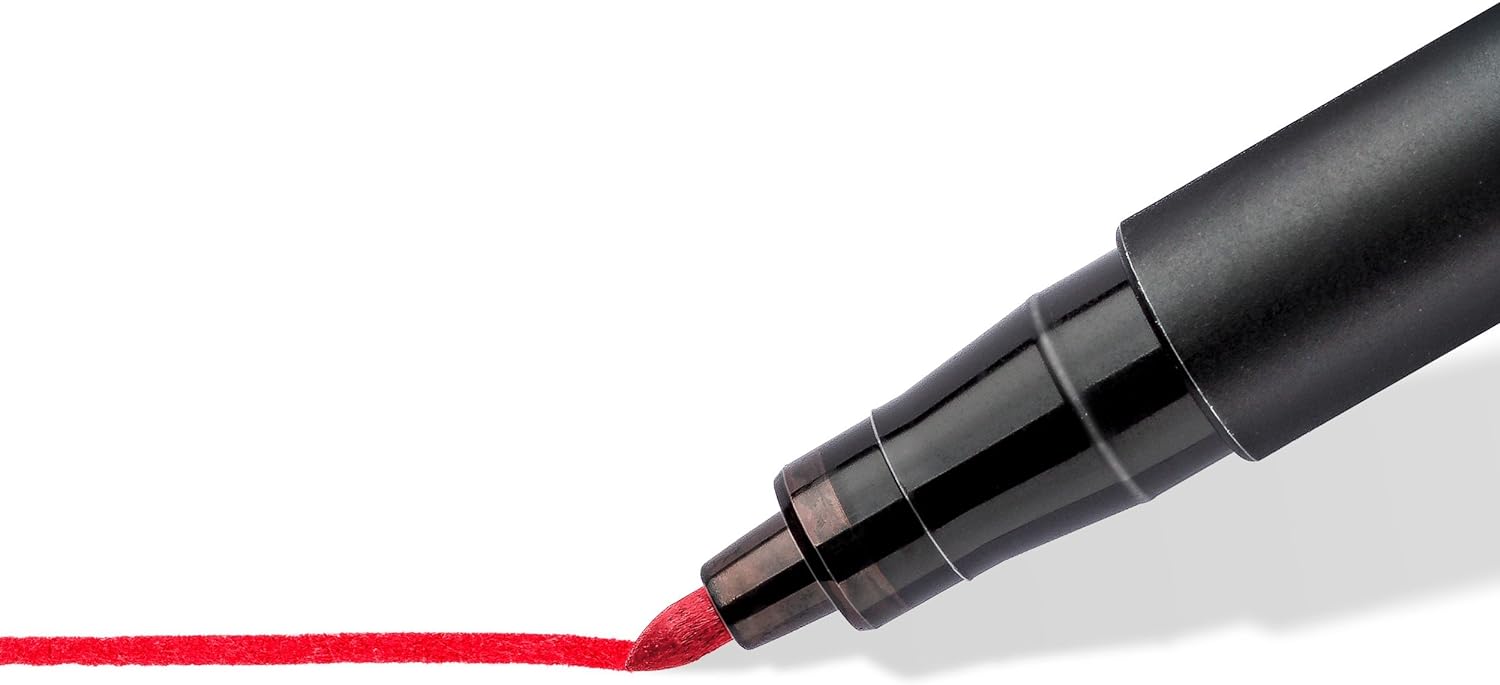 STAEDTLER 317-2 Lumocolor Permanent Pen, Medium Line Width, 1.0mm - Red (Box of 10