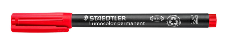 STAEDTLER 317-2 Lumocolor Permanent Pen, Medium Line Width, 1.0mm - Red (Box of 10