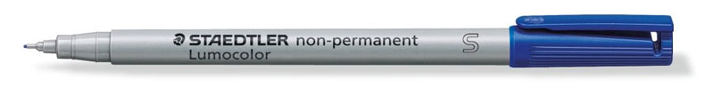 STAEDTLER 311-3 Lumocolor Non-Permanent Pen, Superfine Line Width, 0.4mm - Blue (Box of 10