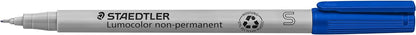 STAEDTLER 311-3 Lumocolor Non-Permanent Pen, Superfine Line Width, 0.4mm - Blue (Box of 10