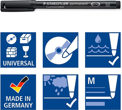 STAEDTLER 317-2 Lumocolor Permanent Pen, Medium Line Width, 1.0mm - Blue (Box of 10
