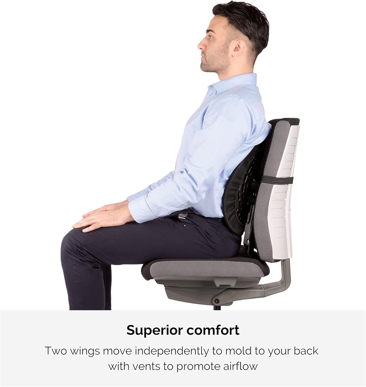 Fellowes "Back Angel Back Support Cushion, Fabric, Black