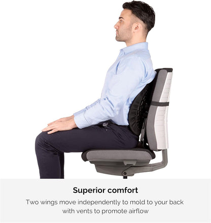 Fellowes "Back Angel Back Support Cushion, Fabric, Black