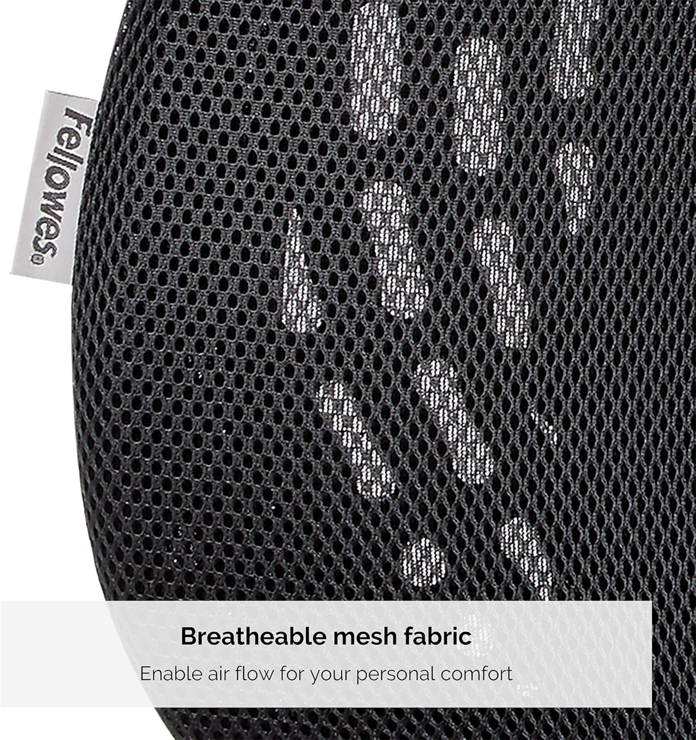 Fellowes "Back Angel Back Support Cushion, Fabric, Black