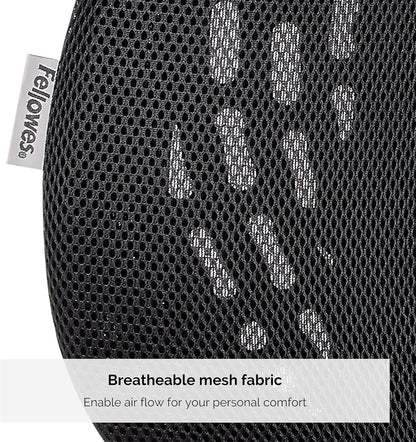 Fellowes "Back Angel Back Support Cushion, Fabric, Black