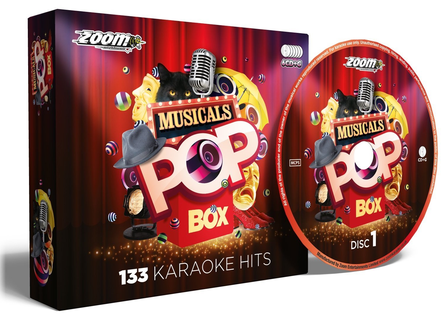 Zoom Karaoke Musicals Pop Box Party Pack - 6 CD+G Box Set - 133 Songs
