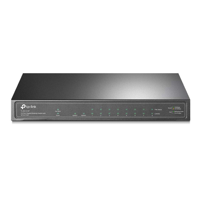 TP-Link TL-SG1210P 10-Port Gigabit Desktop Switch with 8 Port PoE+ Ethernet Switch ( 30W/PoE port & 63W for all PoE ports, No Configuration Required