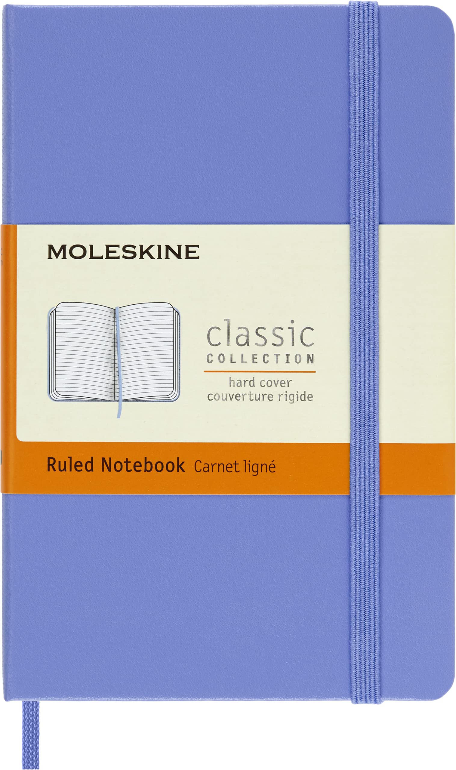 Moleskine - Classic Notebook, Ruled Notebook, Hard Cover and Elastic Closure, Size Pocket 9 x 14 cm, Colour Hydrangea Blue, 192 Pages