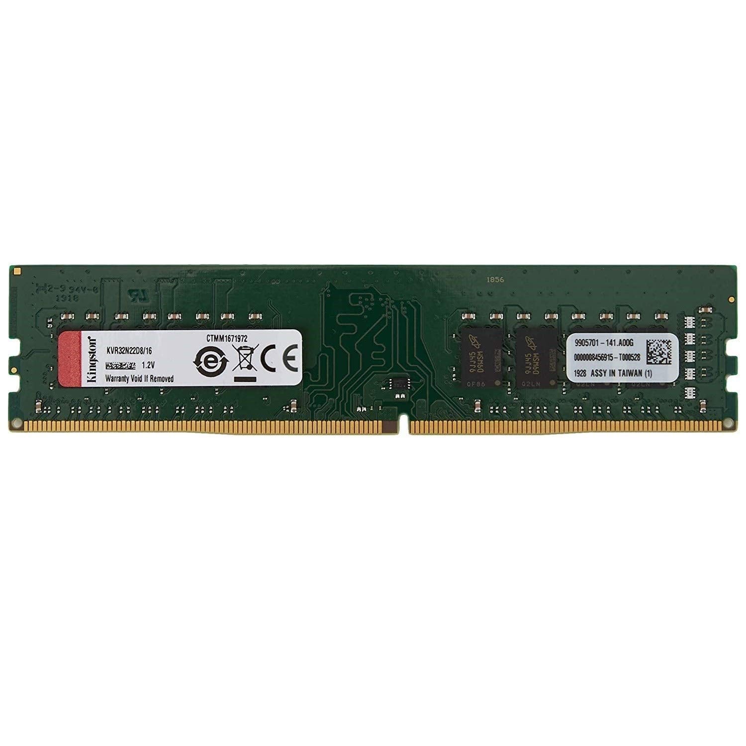 Kingston ValueRAM 16GB 3200MT/s DDR4 Non-ECC CL22 DIMM 2Rx8 1.2V KVR32N22D8/16 Desktop Memory