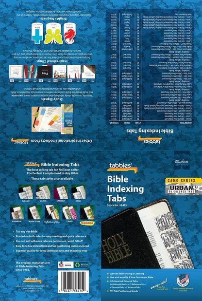 Tabbies 58412 Urban Camo Pink Bible Indexing Tabs, Old & New Testaments, 90 Tabs Including 66 Books, 11 Reference, 6 Personal, 7 Write-on Tabs (58415