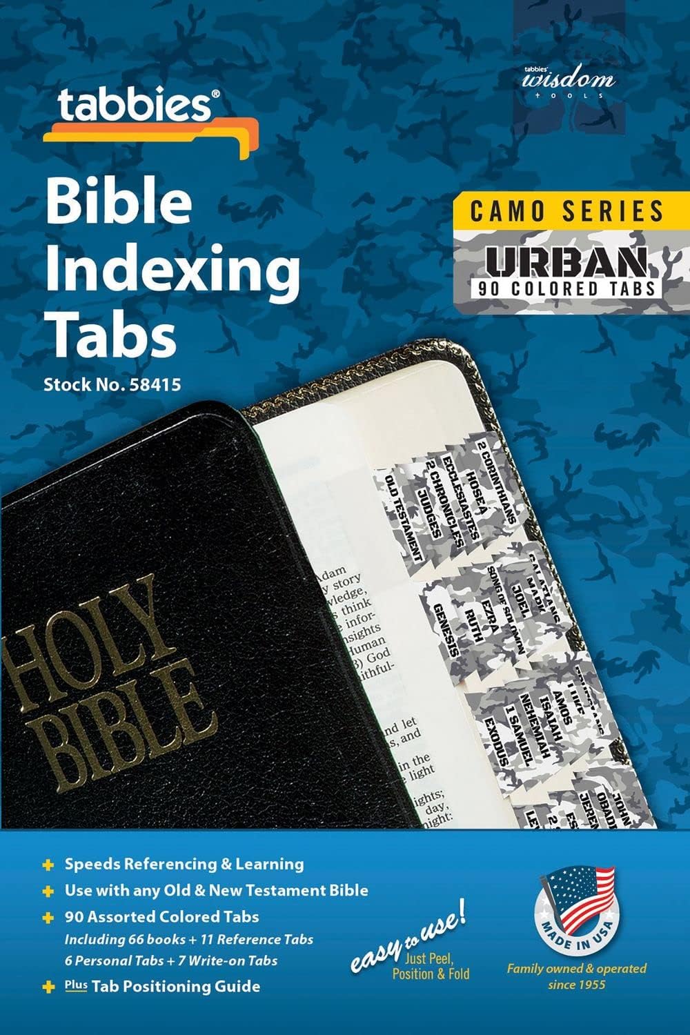 Tabbies 58412 Urban Camo Pink Bible Indexing Tabs, Old & New Testaments, 90 Tabs Including 66 Books, 11 Reference, 6 Personal, 7 Write-on Tabs (58415