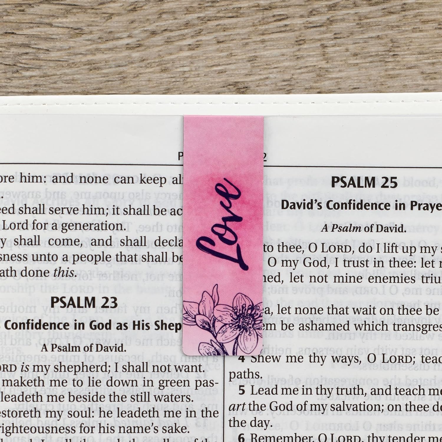 Christian Art Gifts Set of 6 Faith Hope Love Pink Flowers Inspirational Magnetic Bible Verse Bookmark with Scripture, Size Small 2.3" x .75"