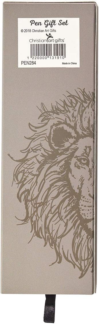 Christian Art Gifts Scripture Clip Medium Ballpoint Black Ink Pen in Box for Men: Strong & Courageous - Joshua 1:9 Inspirational Bible Verse, Journaling, Writing & Notetaking, Charcoal Gray/Silver