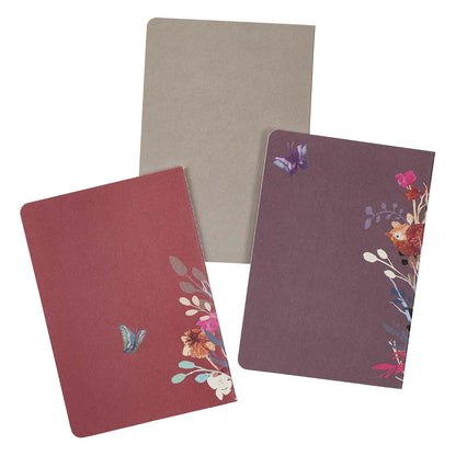 Blessed Is She Notebook Set in Eggplant, Burgundy and Grey with Gold-Foil Accents