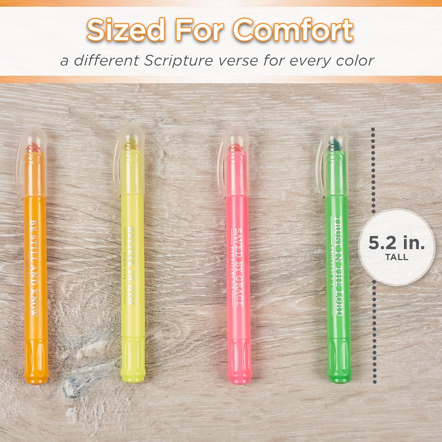 Christian Art Gifts Twist & Glide - Juego de resaltadores de gel multicolor para estudio, oficina, hogar, escuela, a prueba de manchas, sin sangrado, rosa, verde, naranja, amarillo con escritura,