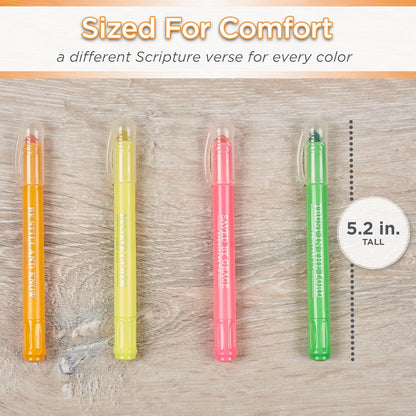 Christian Art Gifts Twist & Glide - Juego de resaltadores de gel multicolor para estudio, oficina, hogar, escuela, a prueba de manchas, sin sangrado, rosa, verde, naranja, amarillo con escritura,