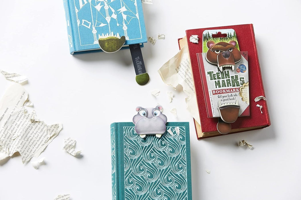 IF Bookmark - Teeth-Marks - Hippo - Brown - 1 Piece - Card, ABS Plastic