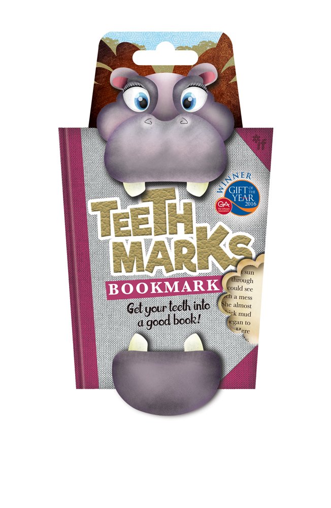 IF Bookmark - Teeth-Marks - Hippo - Brown - 1 Piece - Card, ABS Plastic