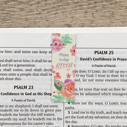 Christian Art Gifts Set of 6 Pink and Purple Blossoms and Butterfly Inspirational Magnetic Bookmark with Scripture, Size Small 2.3" x .75"