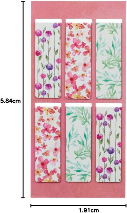 Christian Art Gifts Set of 6 Pink and Purple Blossoms and Butterfly Inspirational Magnetic Bookmark with Scripture, Size Small 2.3" x .75"
