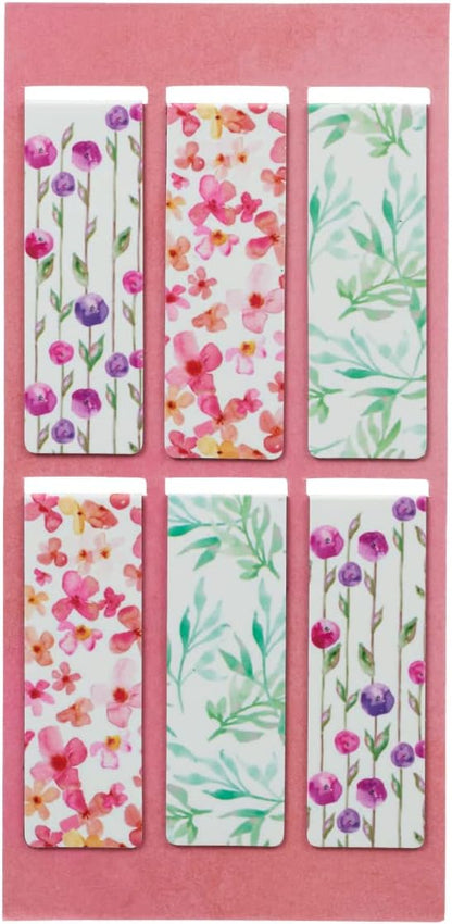 Christian Art Gifts Set of 6 Pink and Purple Blossoms and Butterfly Inspirational Magnetic Bookmark with Scripture, Size Small 2.3" x .75"