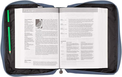 Footprints in The Sand - Funda de lona de polietileno azul para mujer, funda extragrande con cremallera para Biblia o libro con asa
