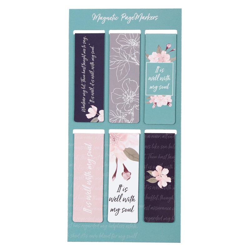 It is Well with My Soul Inspirational Magnetic Bookmarks with Inspirational Designs, Set of 6 Bookmark Pagemarkers