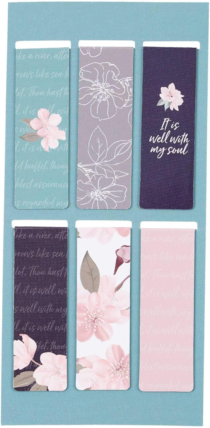 It is Well with My Soul Inspirational Magnetic Bookmarks with Inspirational Designs, Set of 6 Bookmark Pagemarkers