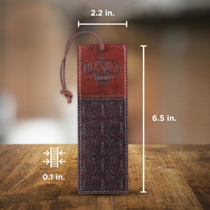 Christian Art Gifts Faux Leather Bookmark Blessed Man Jeremiah 17:7 w/Corded Tassel