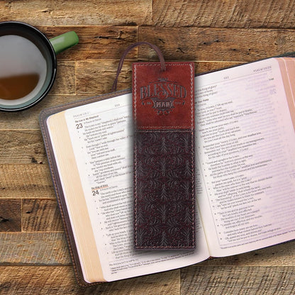 Christian Art Gifts Faux Leather Bookmark Blessed Man Jeremiah 17:7 w/Corded Tassel