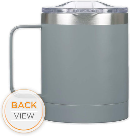 Christian Art Gifts Stainless Steel Double Wall Vacuum Insulated Camp Style Travel Mug 11 oz Gray Coffee Mug with Lid and Handle for Men and Women - All Through Christ -Philippians 4:13