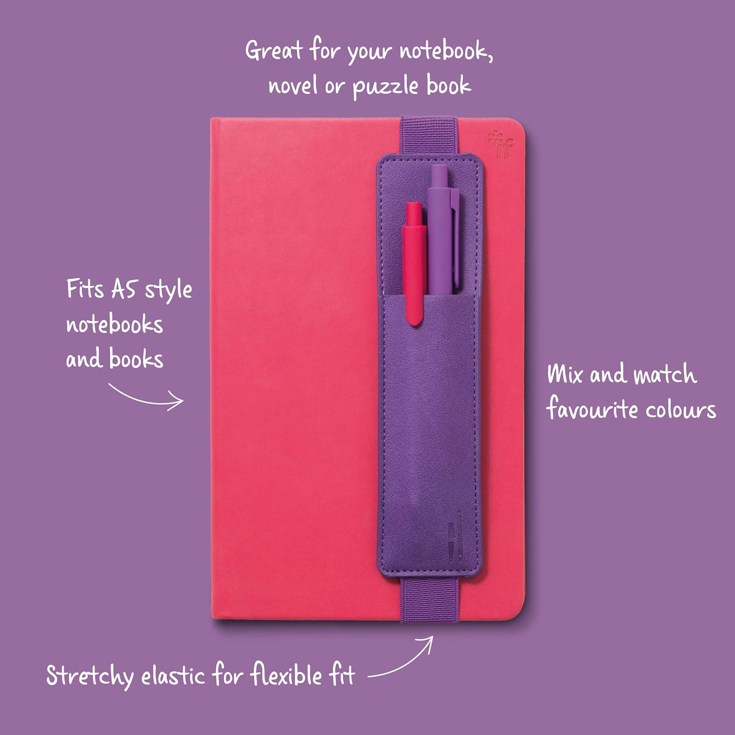 IF 40702 Bookaroo Pen Pouch Notebook/Pen Organiser Elasticated A5 Notebook
