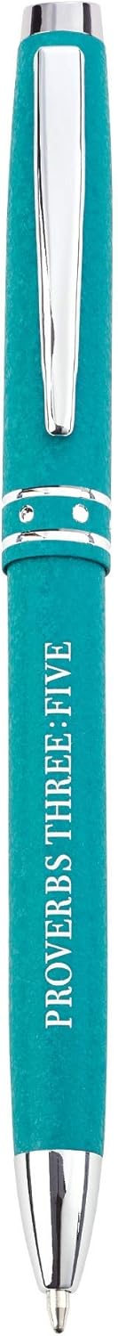 Trust In The Lord Teal Stylish Classic Pen in Matching Gift Case - Proverbs 3:5 Bible Verse Refillable Retractable Medium Ballpoint Pen for Bullet Journal Planner Writing Note Taking Calendar Agenda